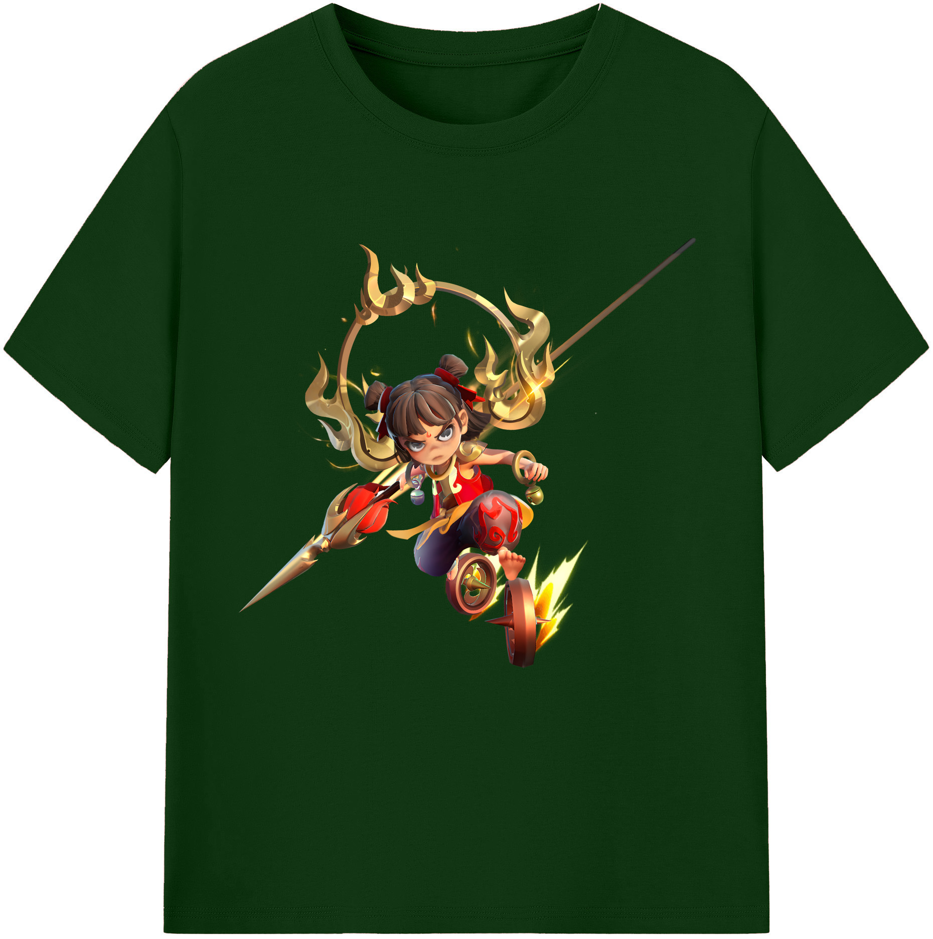（画像用） Ne Zha 2 ナタ 魔童の大暴れ 綿100％半袖Tシャツ（フロントプリント）